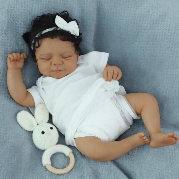 18 Inch Reborn Baby Doll Black Boy Realistic Newborn African American Gift - Picture 3 of 8